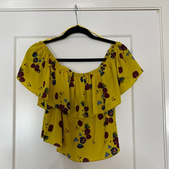 Zara off the shoulder floral top ruffle yellow - Picture 4 of 9